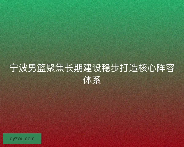 宁波男篮聚焦长期建设稳步打造核心阵容体系