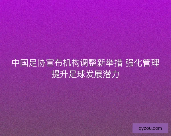中国足协宣布机构调整新举措 强化管理提升足球发展潜力